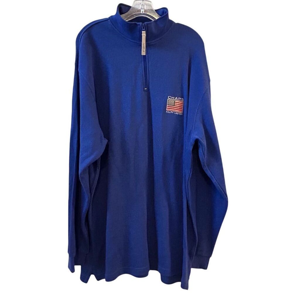 Vintage‎ Chaps Ralph Lauren Men's XL Blue 1/4 Zip Pullover Sweater